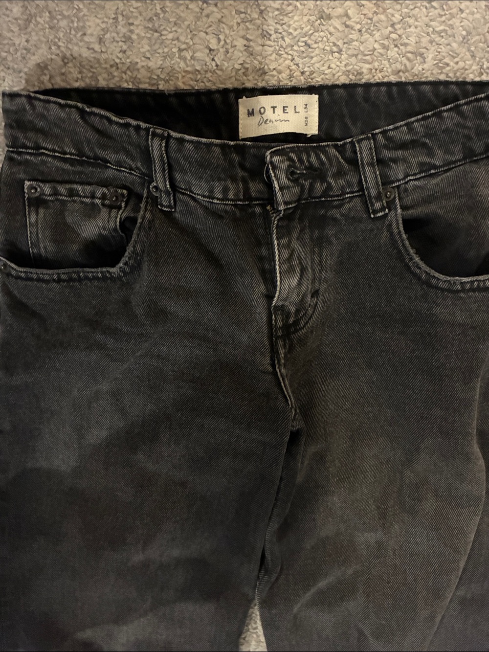 Motel Low rise Straight Jeans — Washed Black